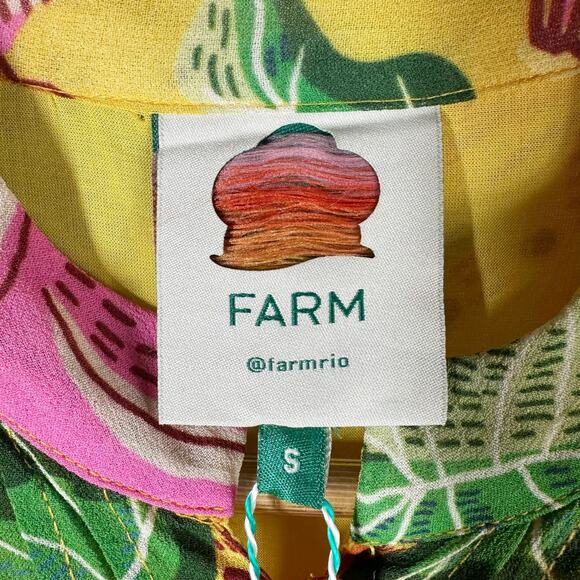 FARM RIO Beaks & Bananas Ruffle Flowy Casual Summer Mini Dress Small - Picture 4 of 13